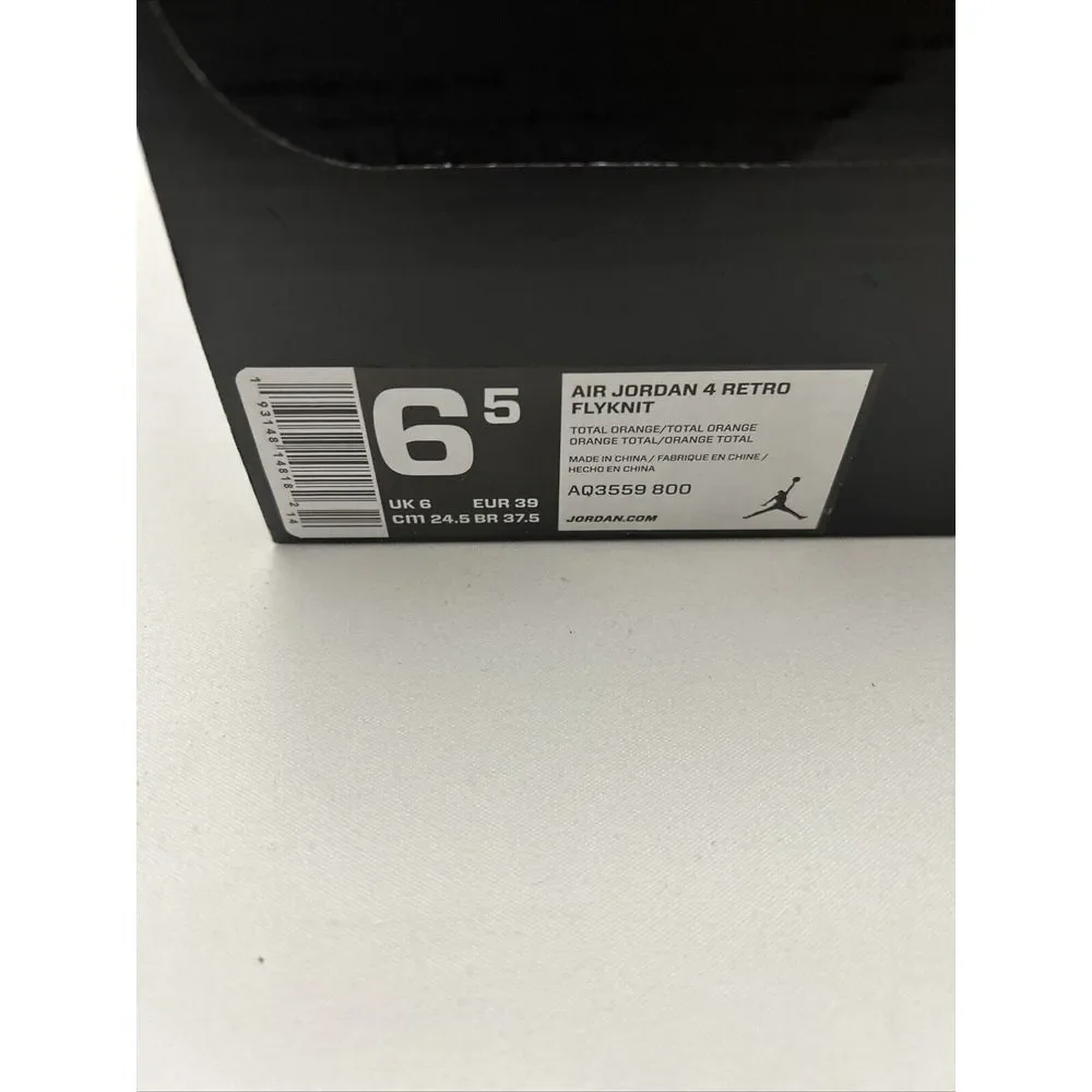 Nike Men 6.5 Air Jordan 2019 4 Flyknit Total Orange 2931‎